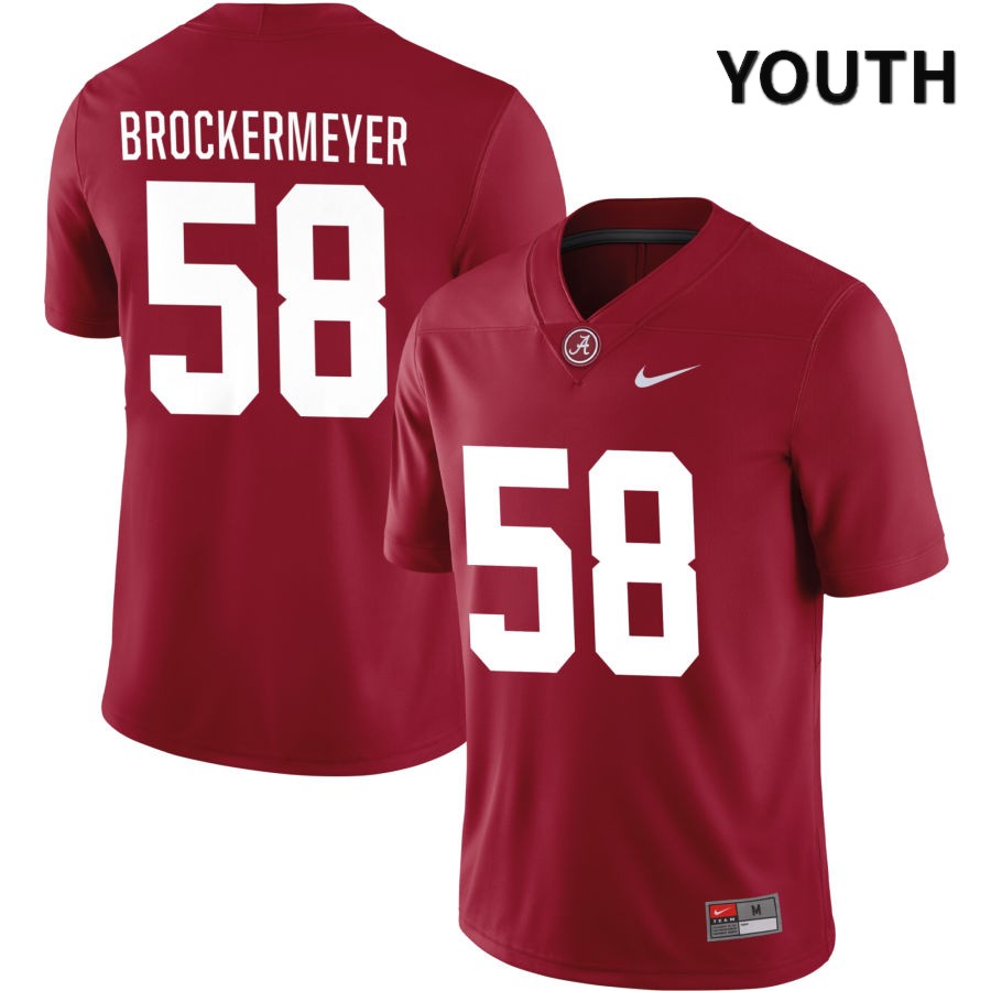 Alabama Crimson Tide Youth James Brockermeyer #58 NIL Crimson 2022 NCAA Authentic Stitched College Football Jersey NF16U53QG